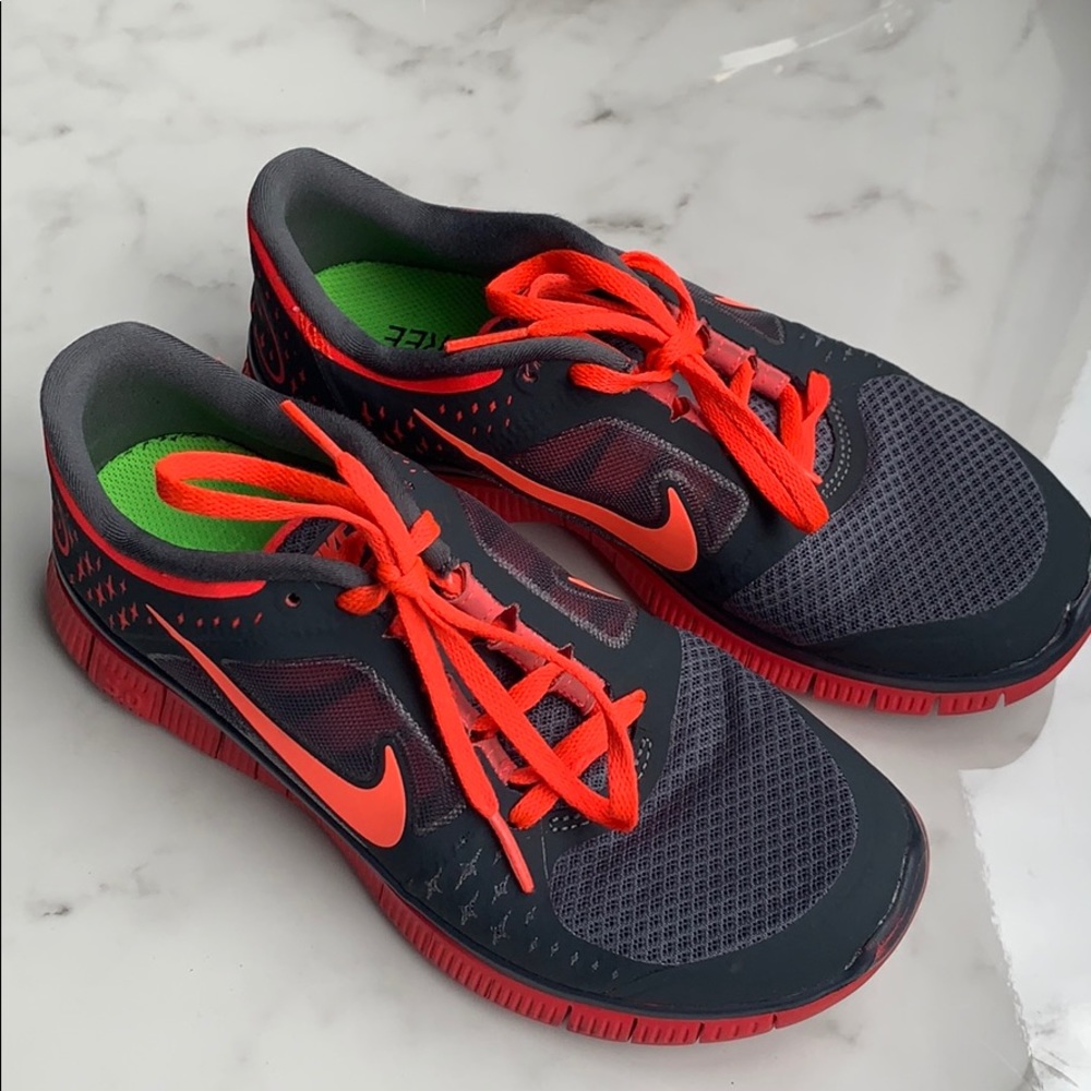 Nike Free 5.0 Grey and Red/Orange Sneakers